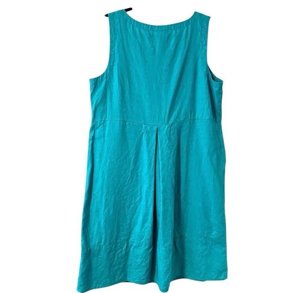 J. Jill M linen Aqua blue sleeveless pocket dress - Picture 3 of 8